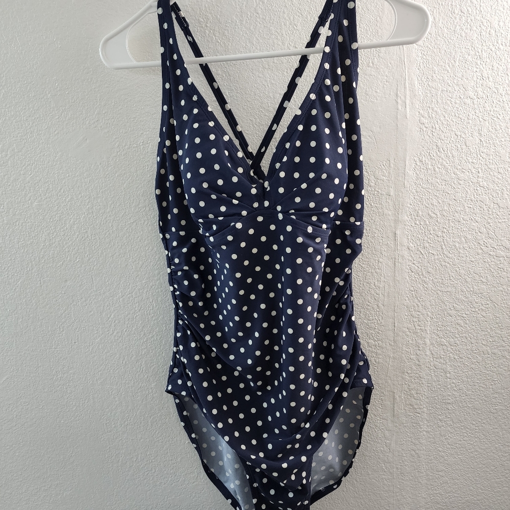 Blue Polka Dot One Piece Bathing Suit